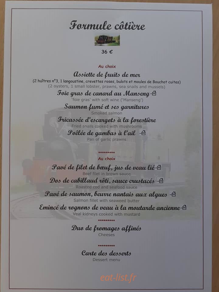Carte et menu de Le Nicol's à Saint Valery sur Somme — Formule 36€