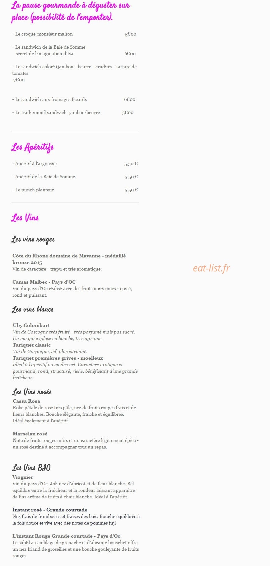 Les mets de l'Estran — carte page 3