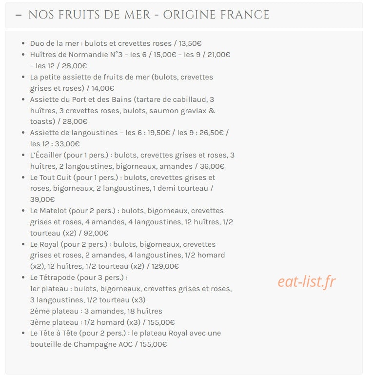 Restaurant Les Bains — carte page 9