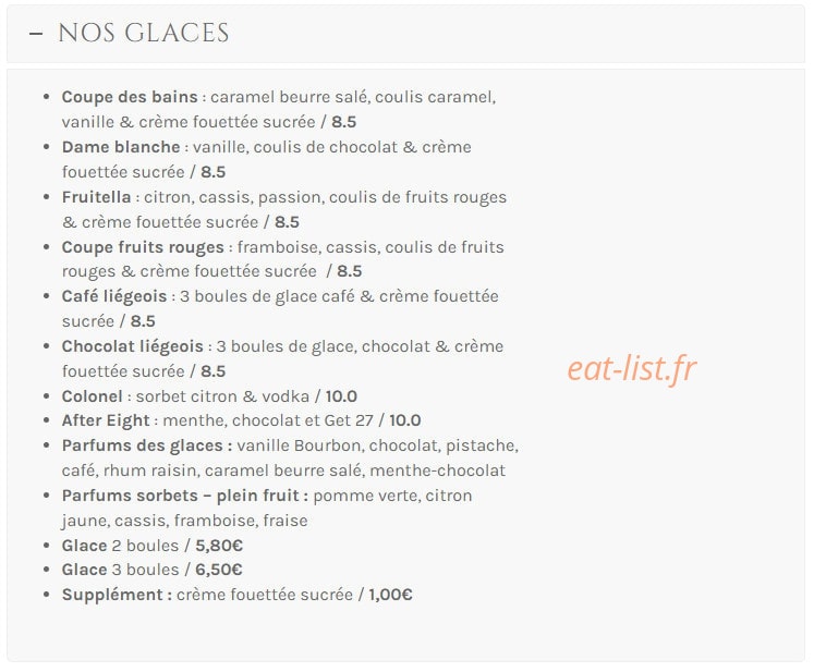 Restaurant Les Bains — carte page 11