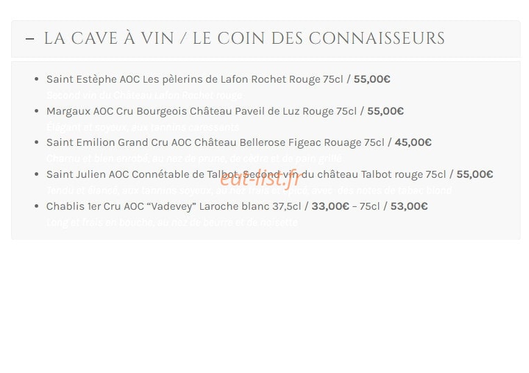Restaurant Les Bains — carte page 12