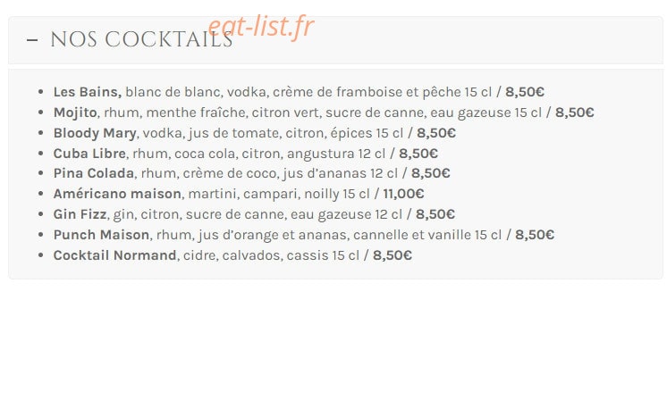 Restaurant Les Bains — carte page 19