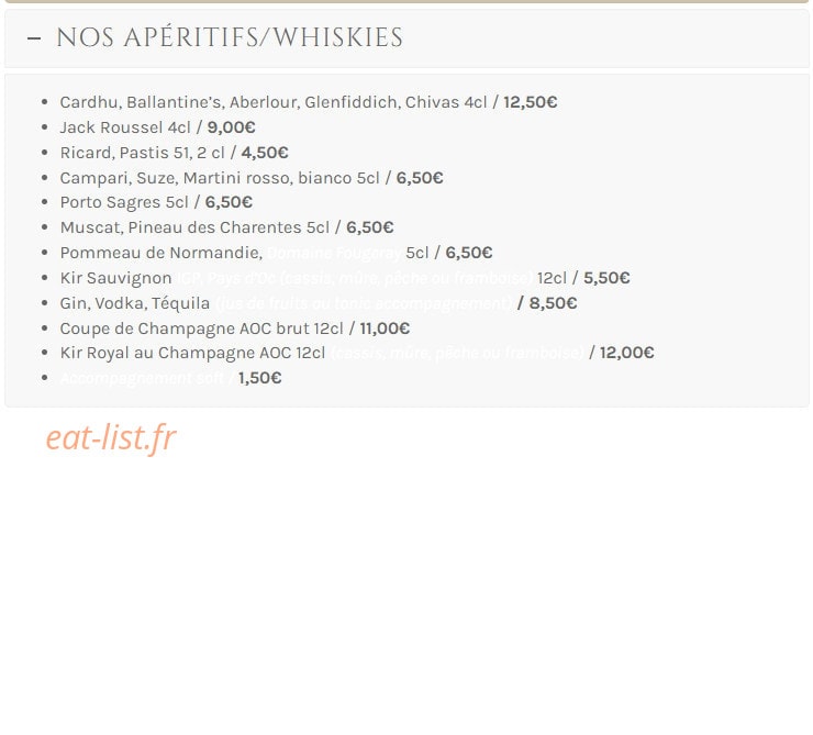 Restaurant Les Bains — carte page 22