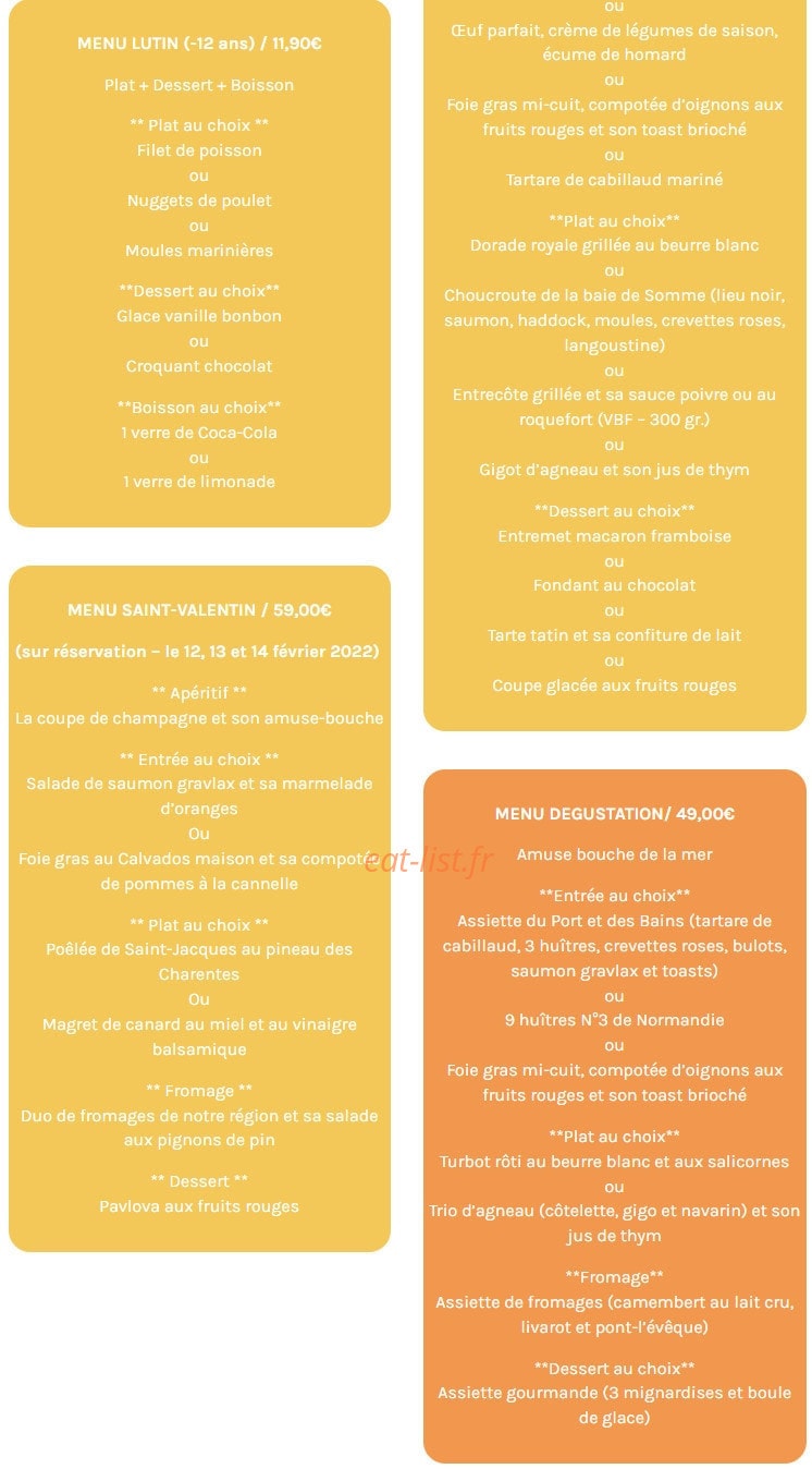 Restaurant Les Bains — carte page 2
