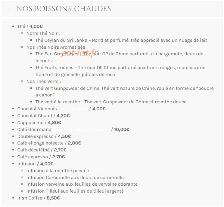 Restaurant Les Bains — carte page 27