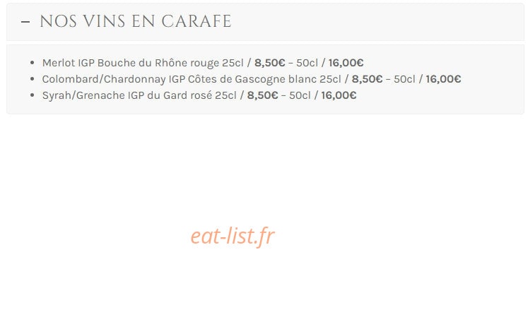 Restaurant Les Bains — carte page 14