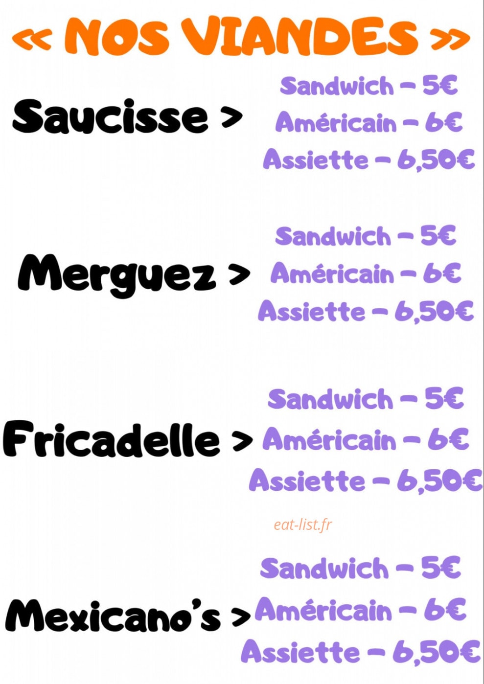 Friterie les ch'ti kiki — carte page 1