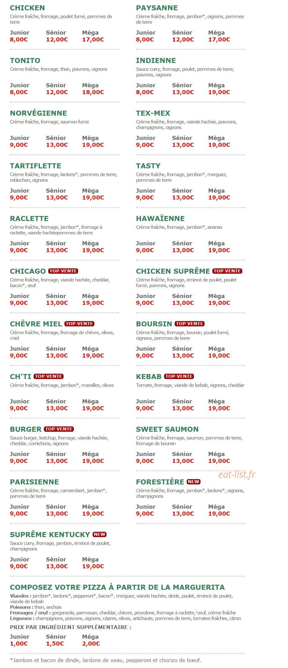 Pizza Tasty — carte page 2