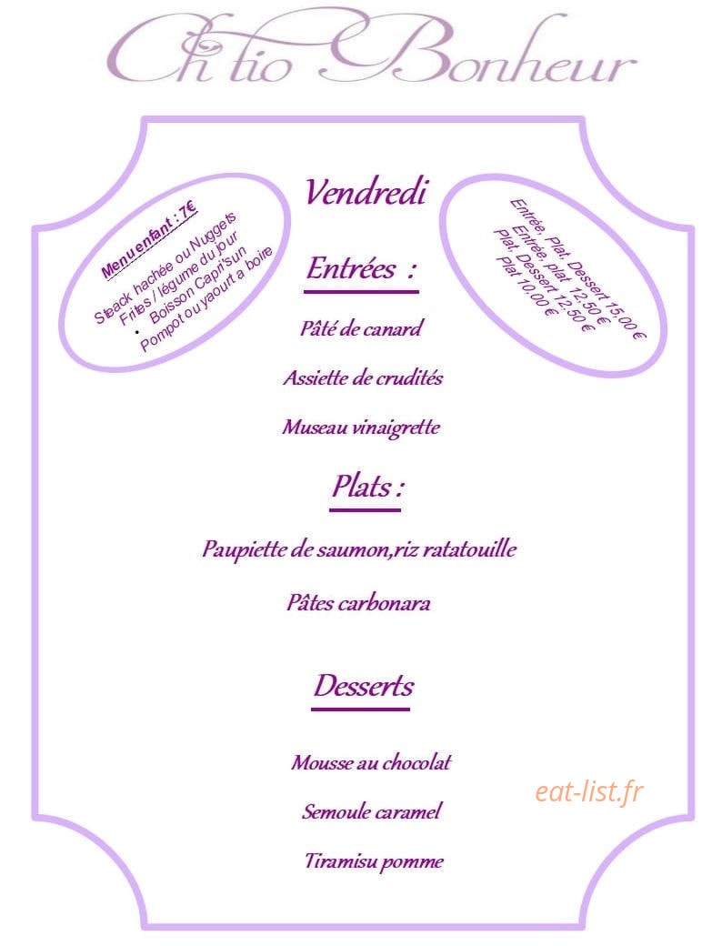 Ch'tio Bonheur — carte page 1