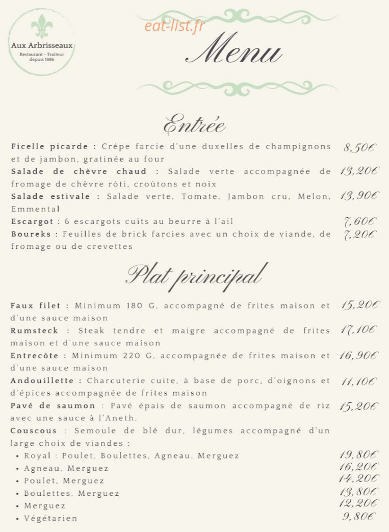 Aux Arbrisseaux — carte page 1