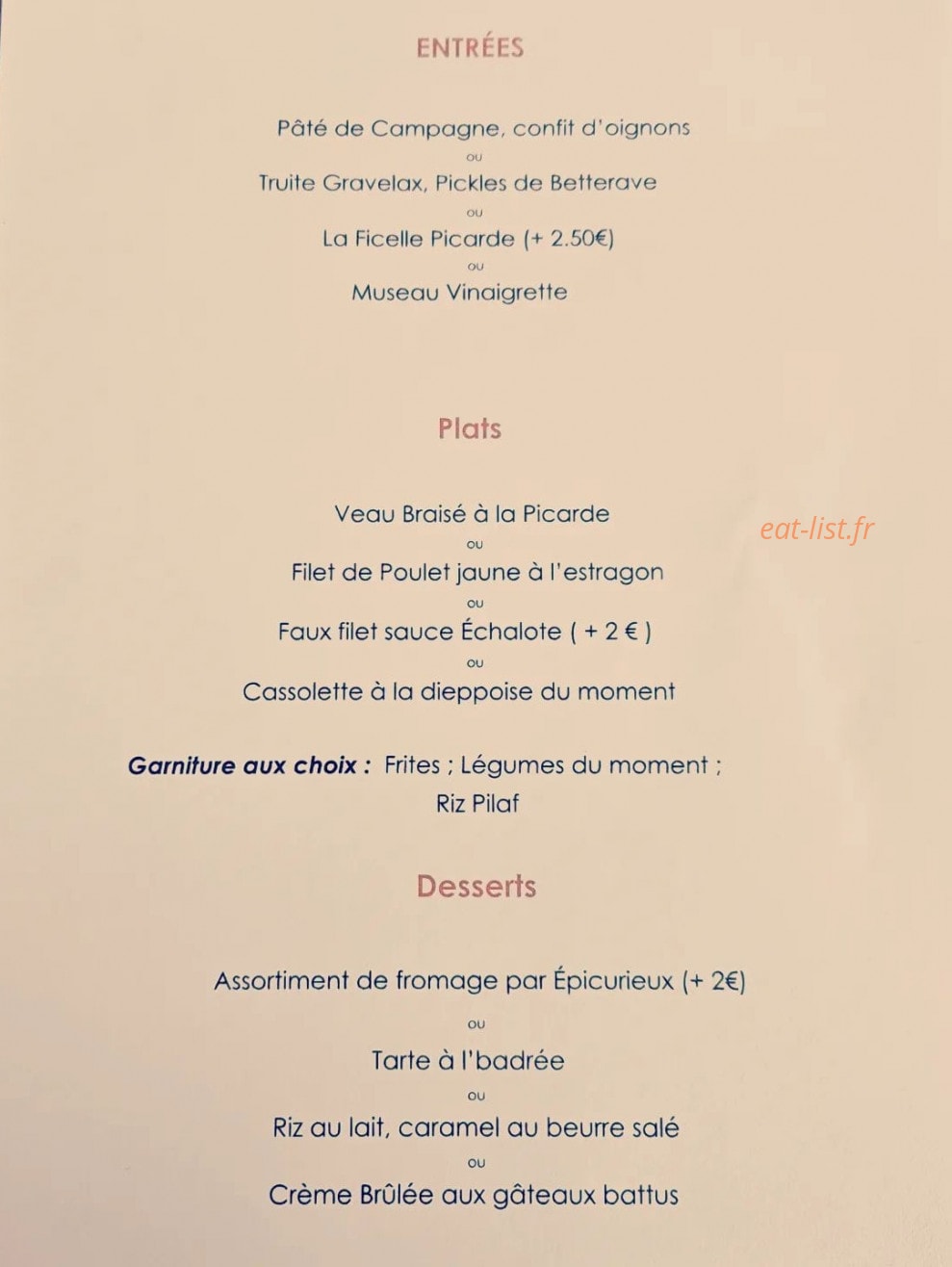 Café de Picardie — carte page 1