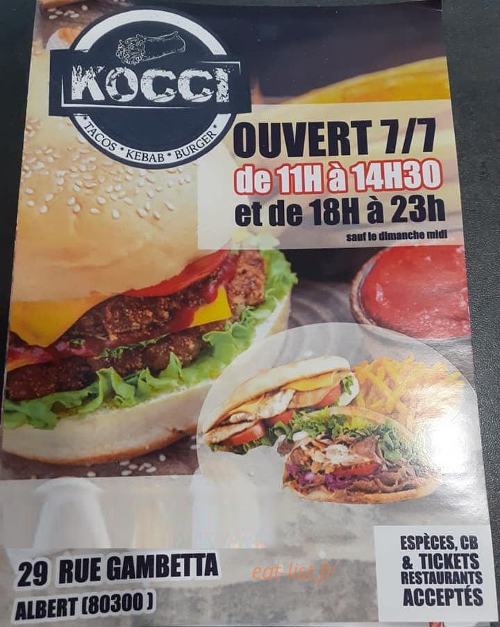 Kocci Kebab — carte page 1