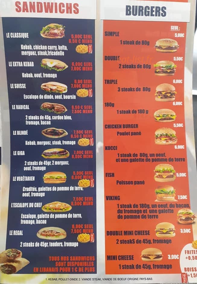 Kocci Kebab — carte page 2