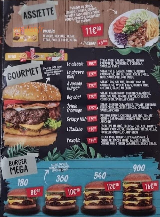 Le chick'tacos — carte page 1