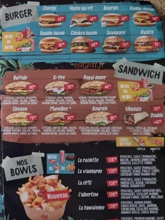 Le chick'tacos — carte page 3