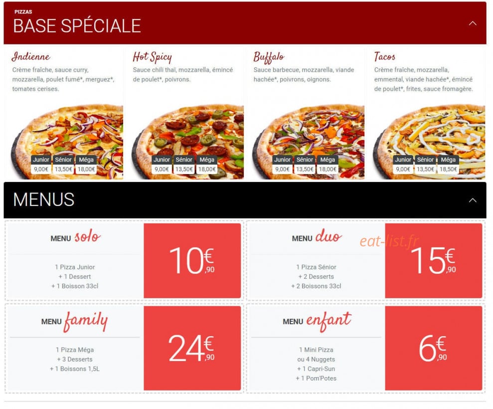 Pizza King — carte page 3