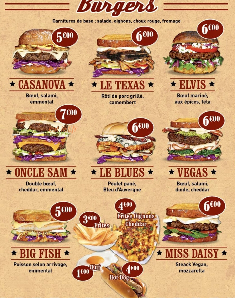 Las Burger — carte page 1