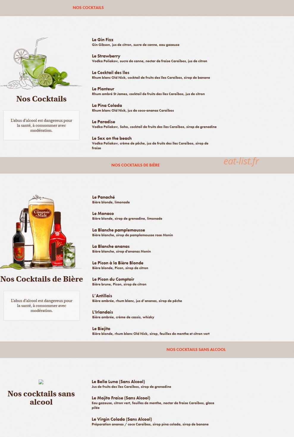 Le Comptoir du Malt — carte page 11