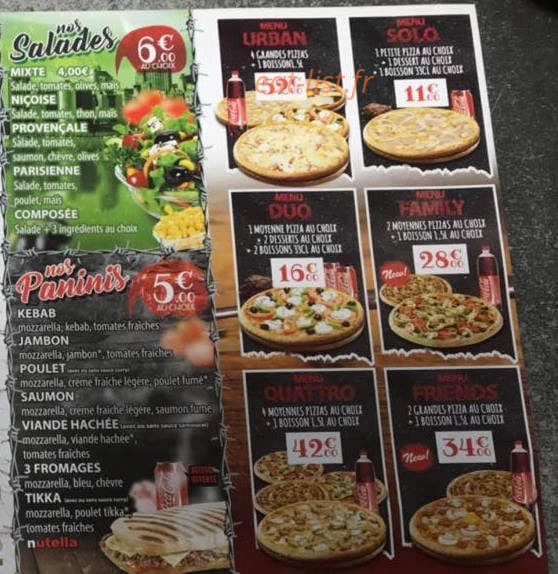 Urban Pizza — carte page 3