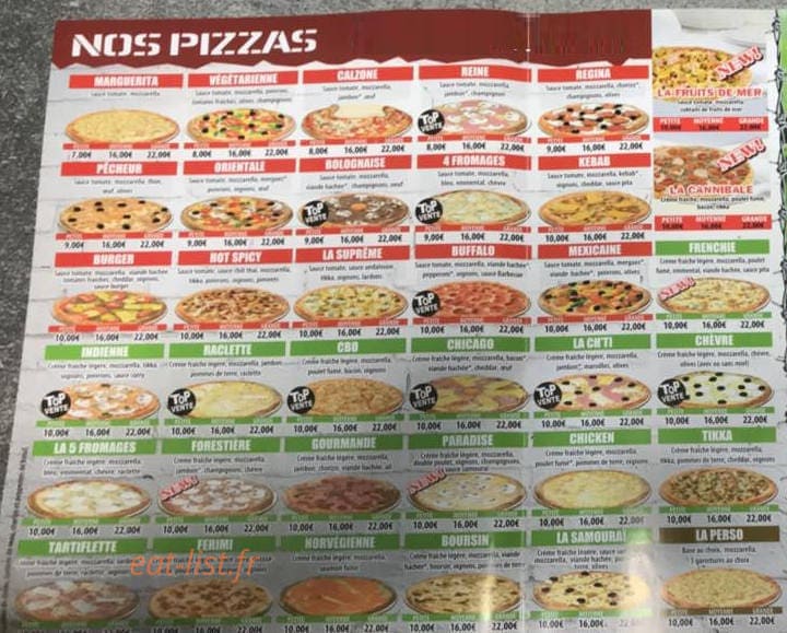 Urban Pizza — carte page 2