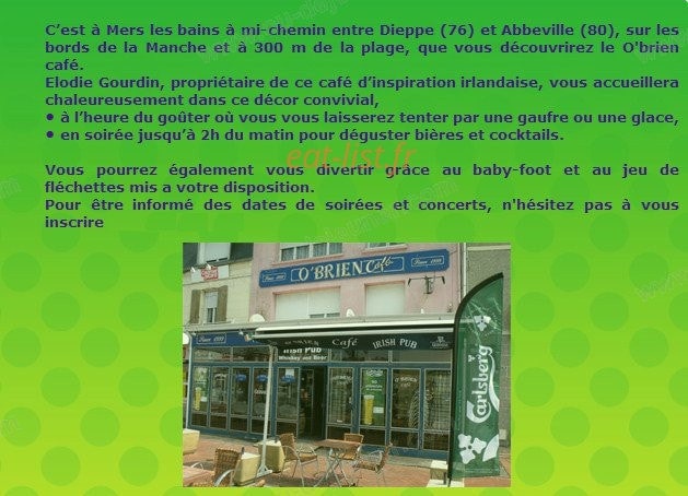 O'Brien Café — carte page 1