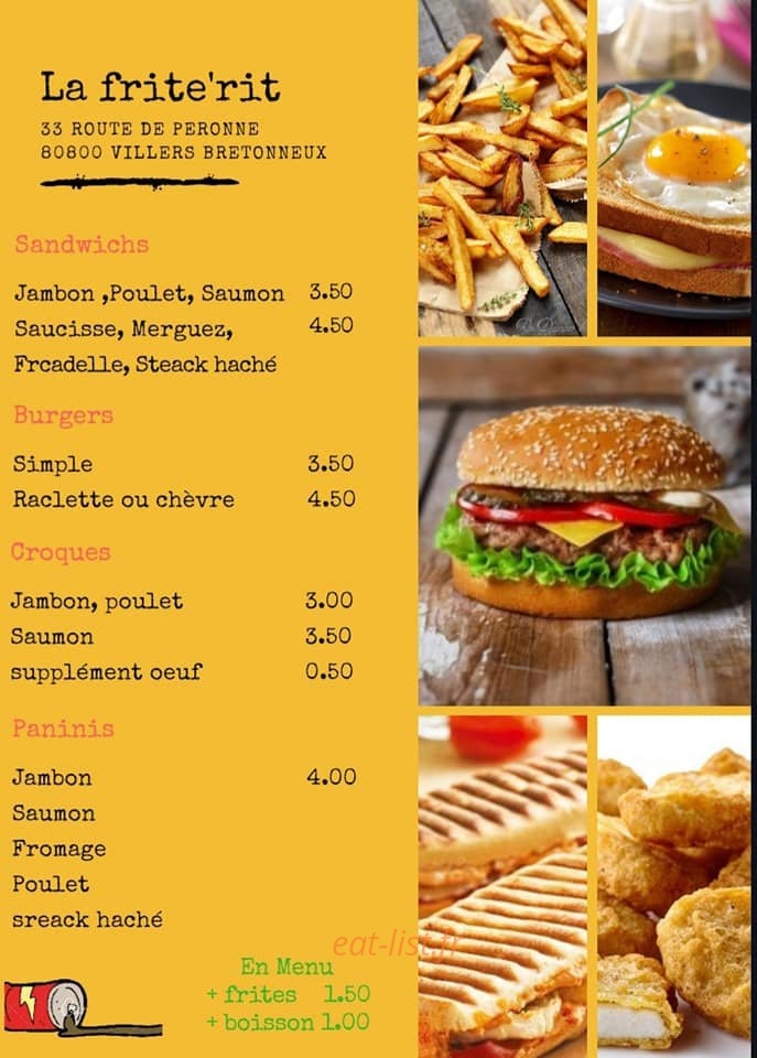 La Frite'Rit — carte page 1