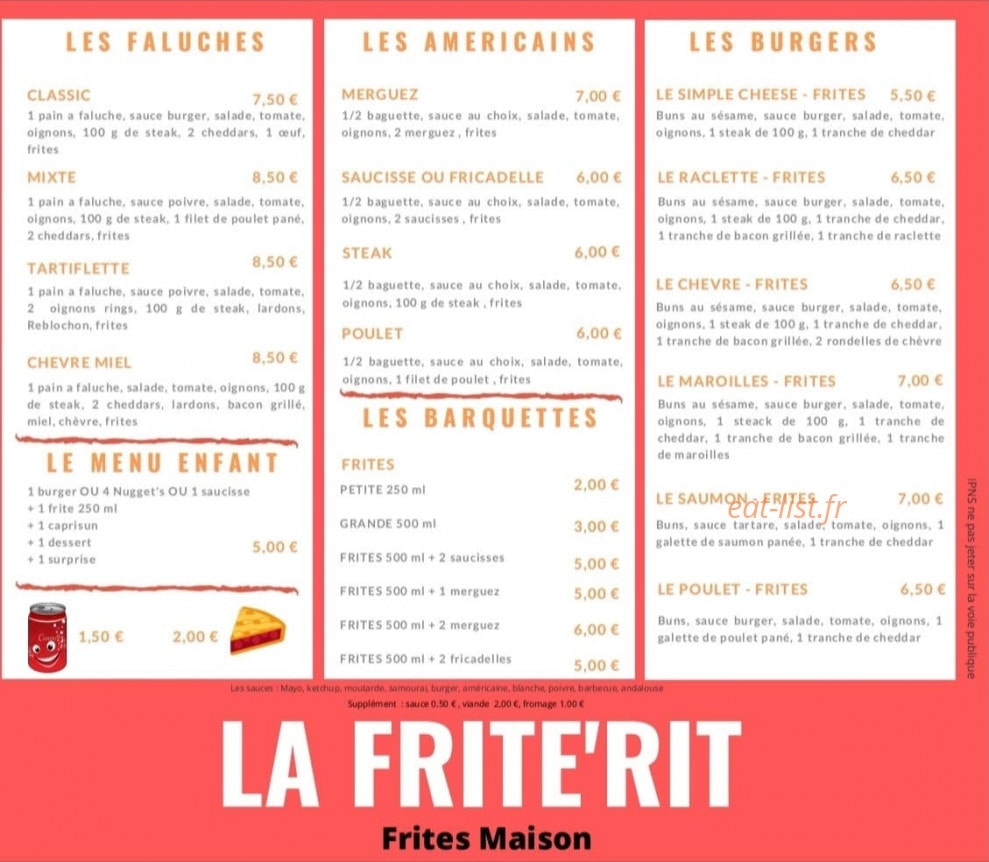 La Frite'Rit — carte page 2