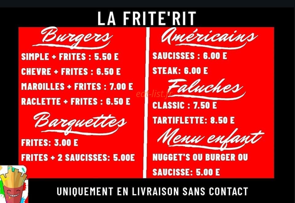 La Frite'Rit — carte page 1