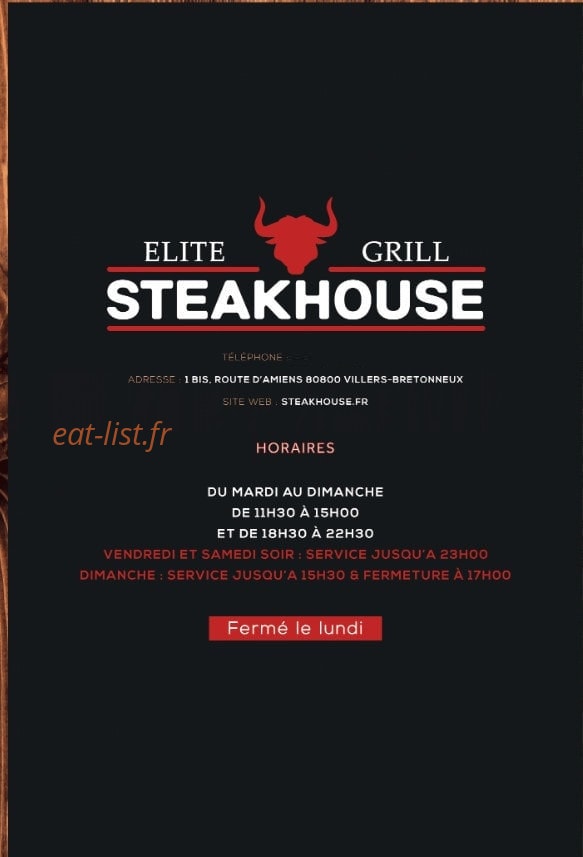 carte et menu SteakHouse Villers-Bretonneux,