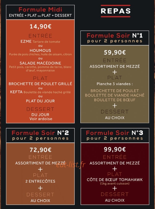 Carte et menu de SteakHouse à Villers Bretonneux — Les formules
