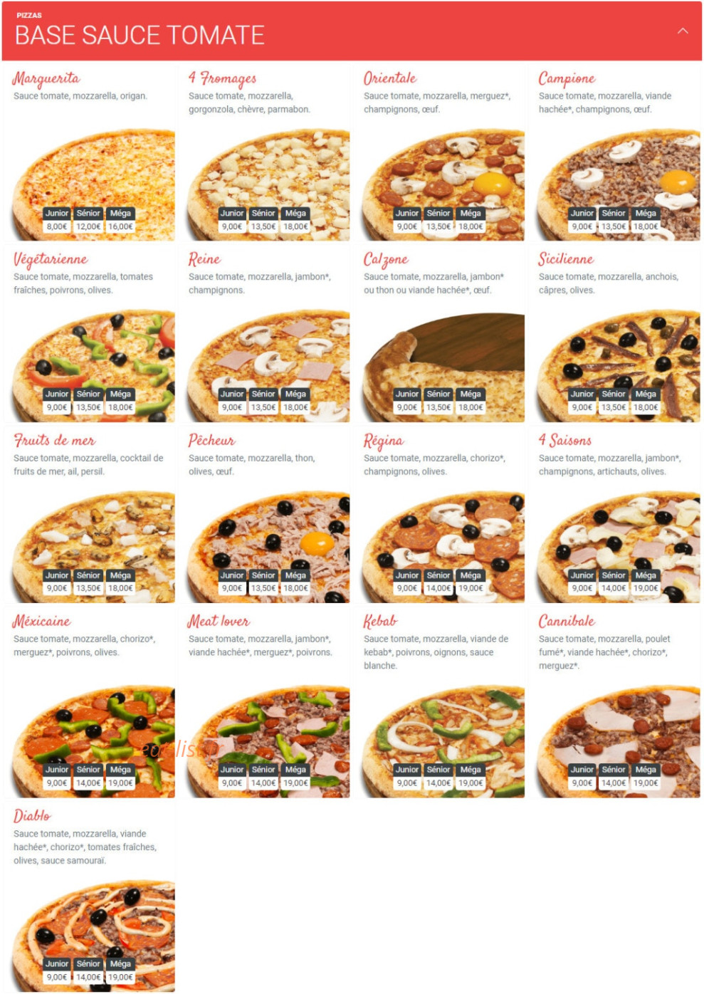 Pizza King — carte page 3