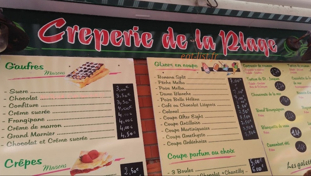 Créperie de la Plage — carte page 1