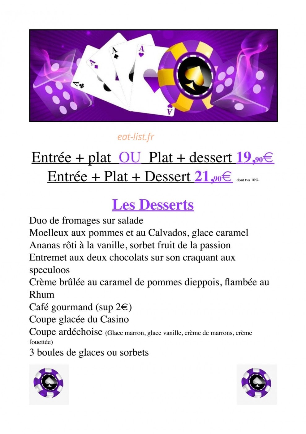 Restaurant du Casino — carte page 6
