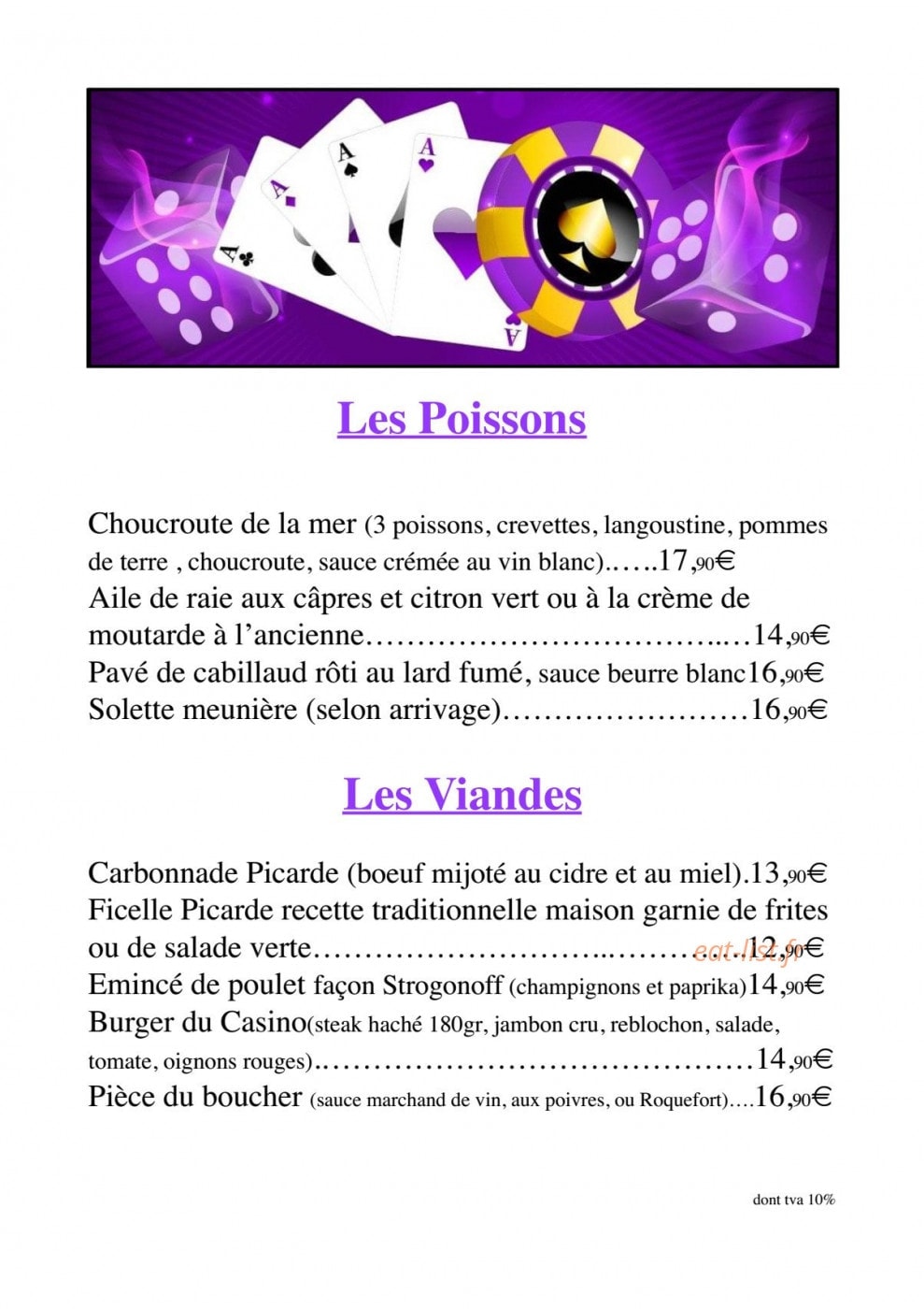 Restaurant du Casino — carte page 3