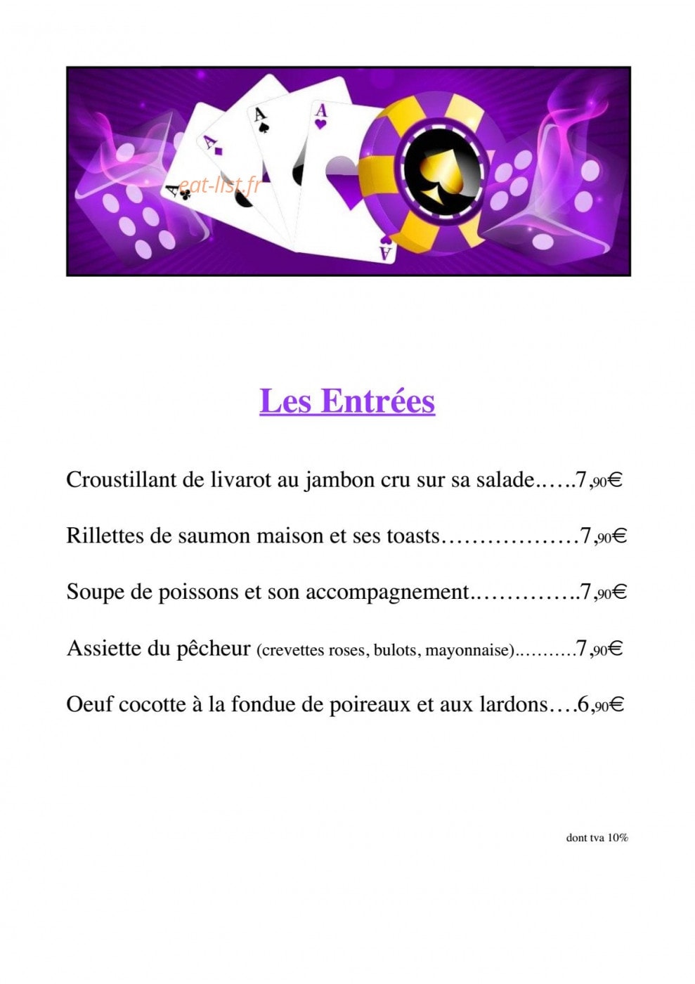Restaurant du Casino — carte page 2