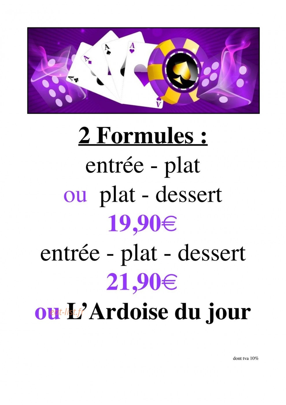 Restaurant du Casino — carte page 1