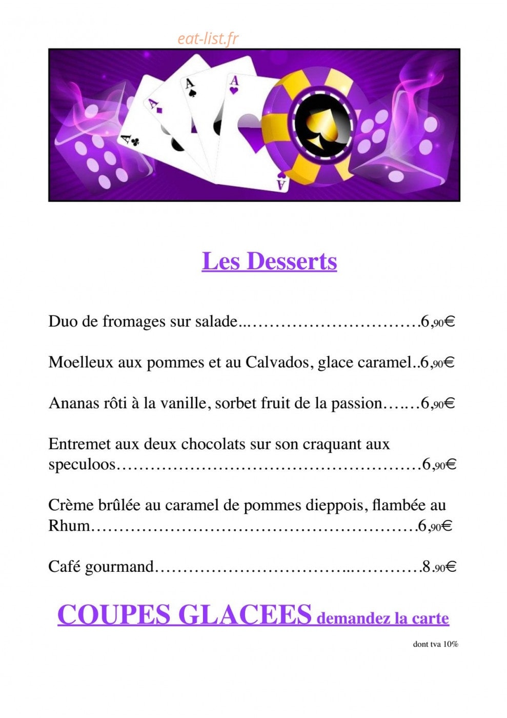 Restaurant du Casino — carte page 4