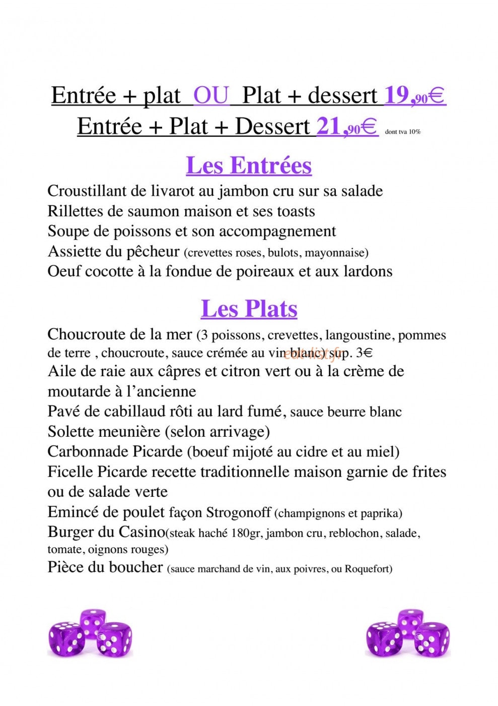 Restaurant du Casino — carte page 5