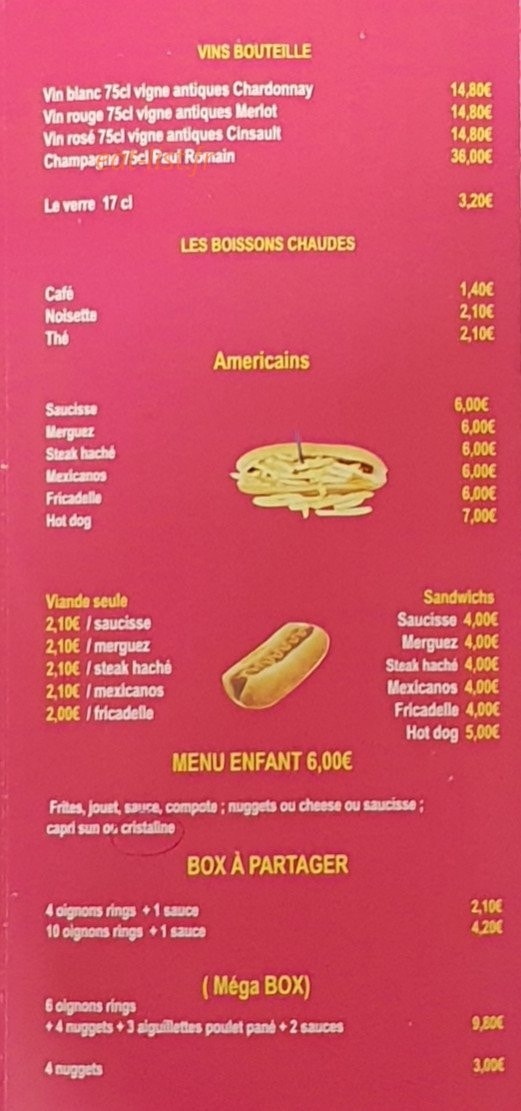 French diner — carte page 2