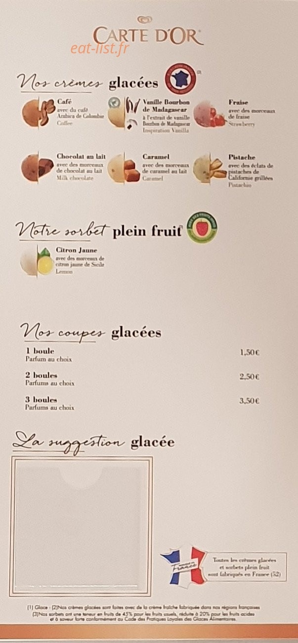French diner — carte page 4