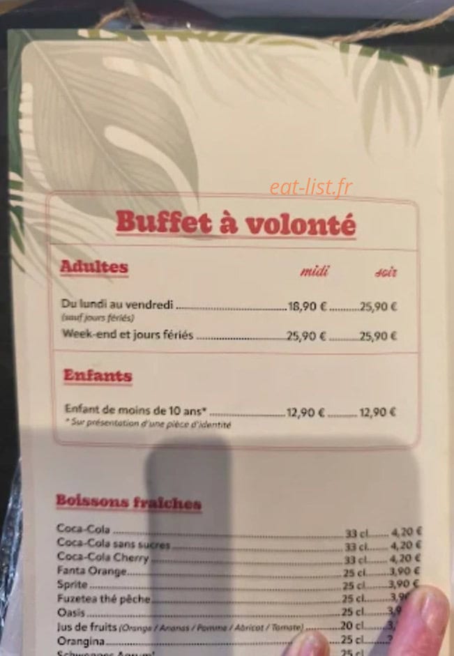 Jungle Meal’s — carte page 1