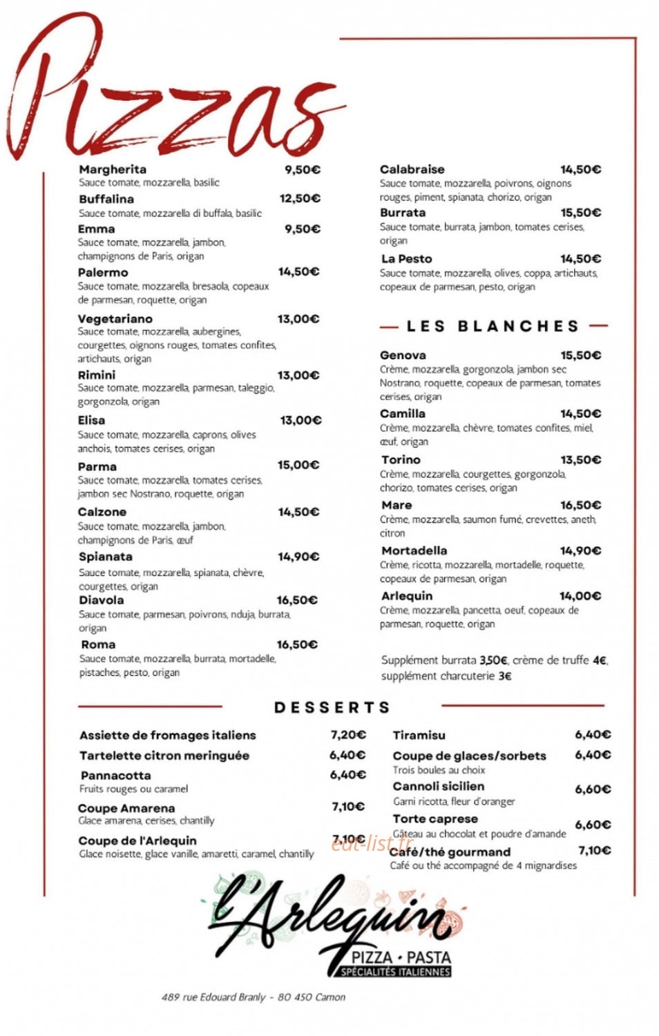 L'Arlequin — carte page 2