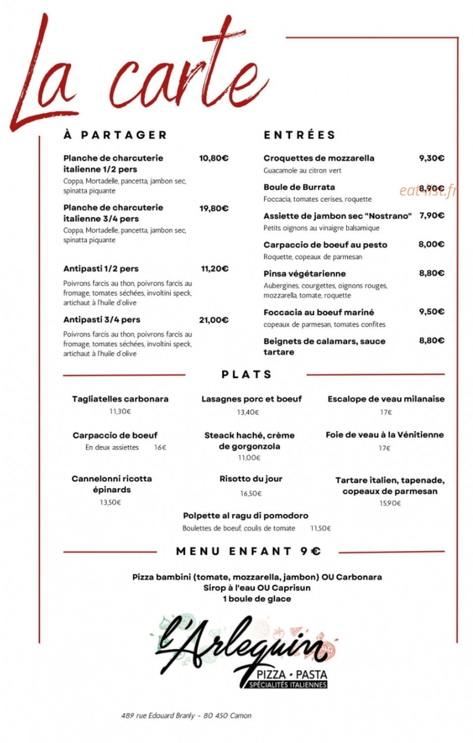 L'Arlequin — carte page 1