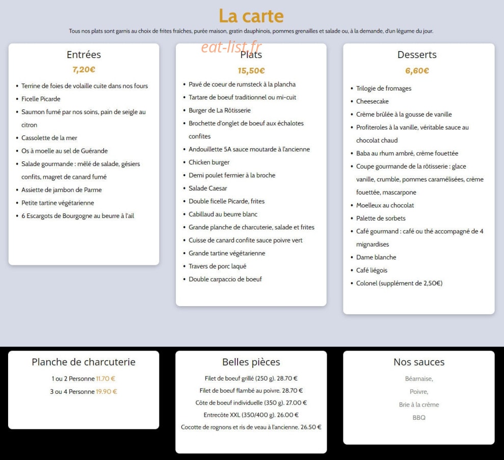 La Rôtisserie — carte page 2
