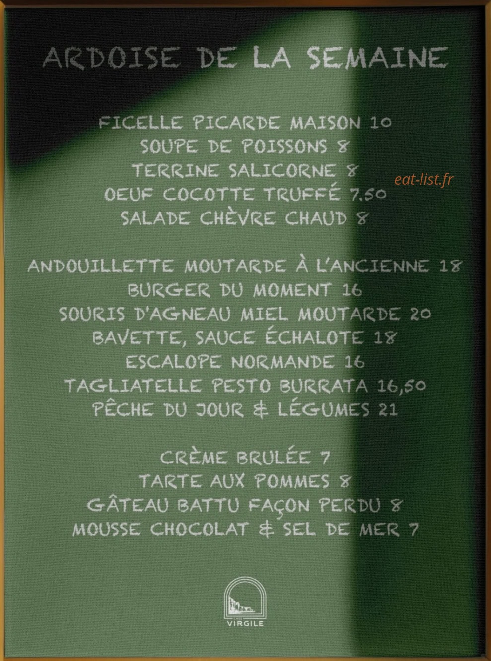 Chez Virgile — carte page 1