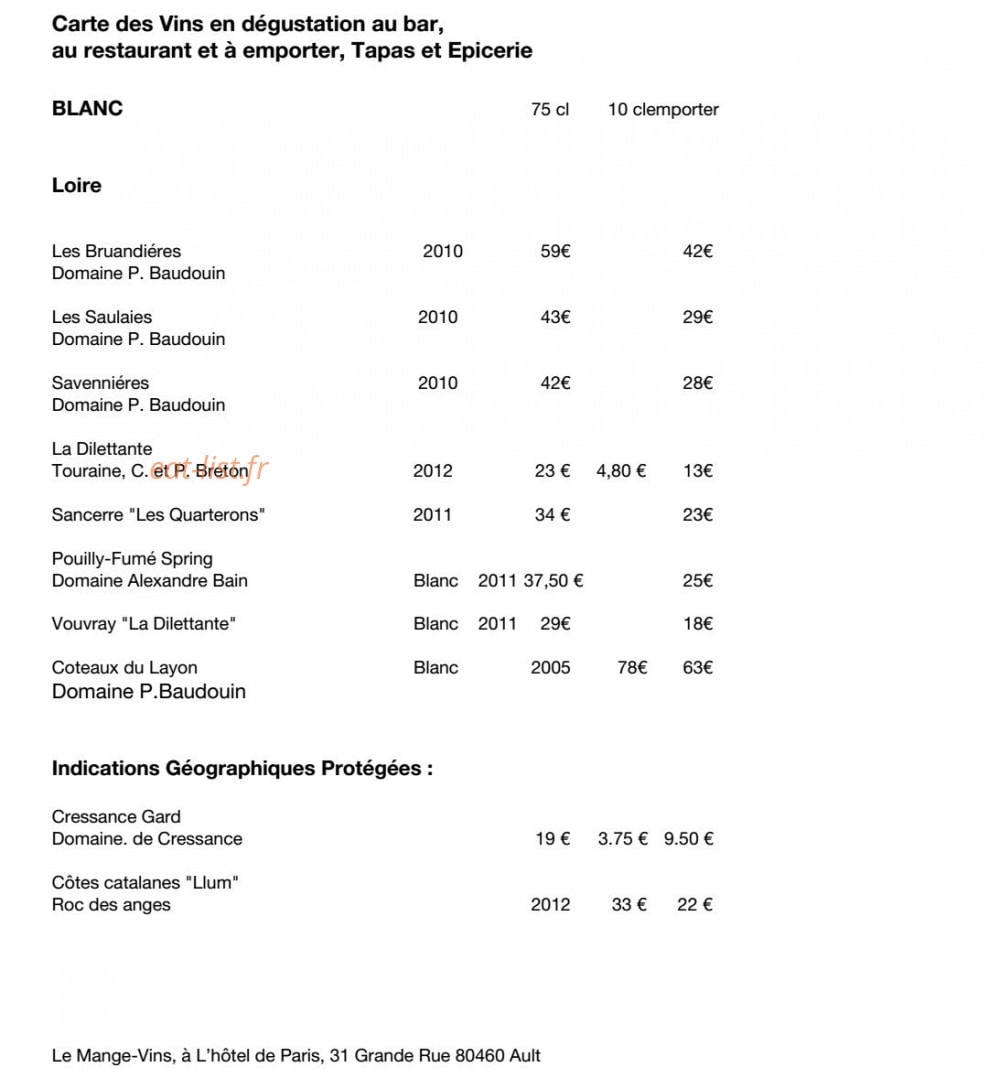 Le Mange-Vins — carte page 3