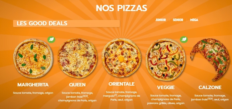 Dream's Pizza — carte page 1