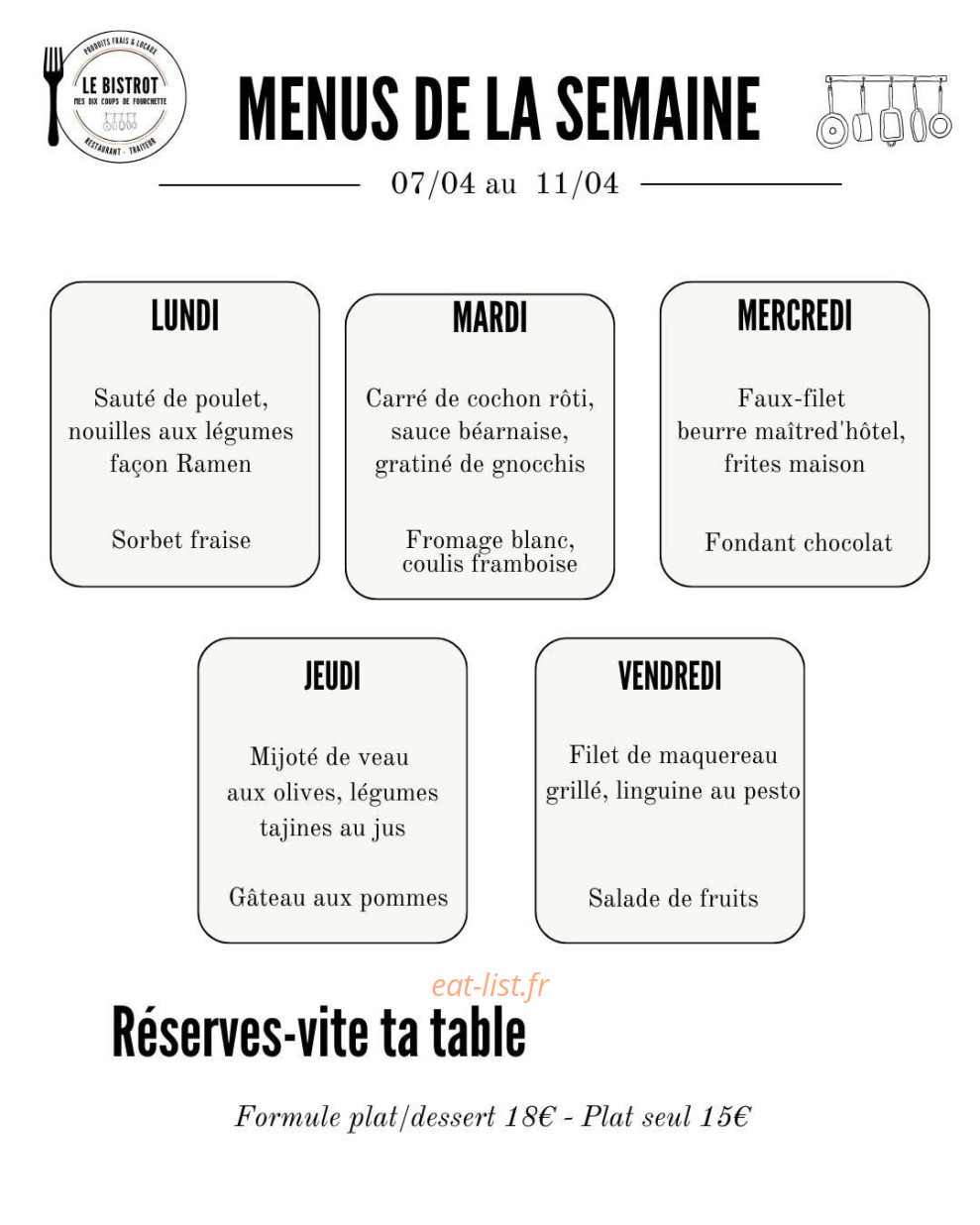 Le Bistrot Mes Dix Coups de Fourchette — carte page 1