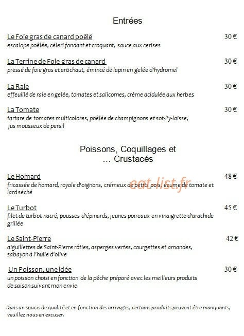 Aubergade — carte page 1