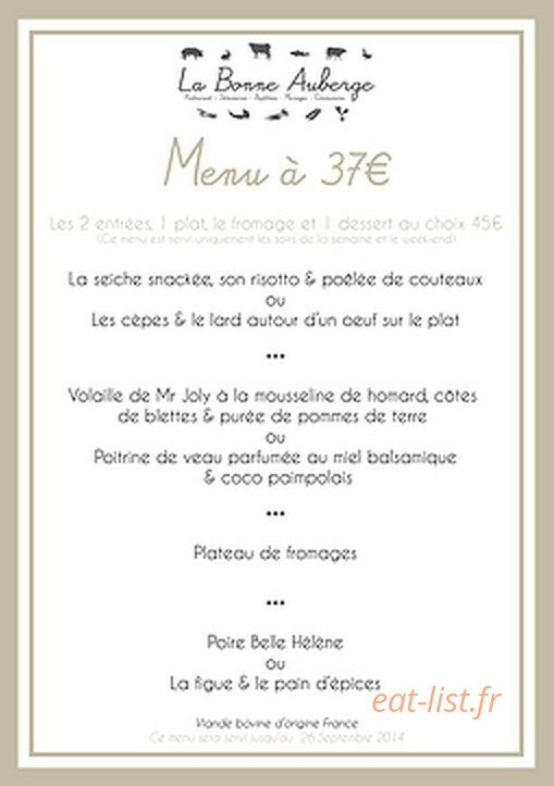 La Bonne Auberge — carte page 2